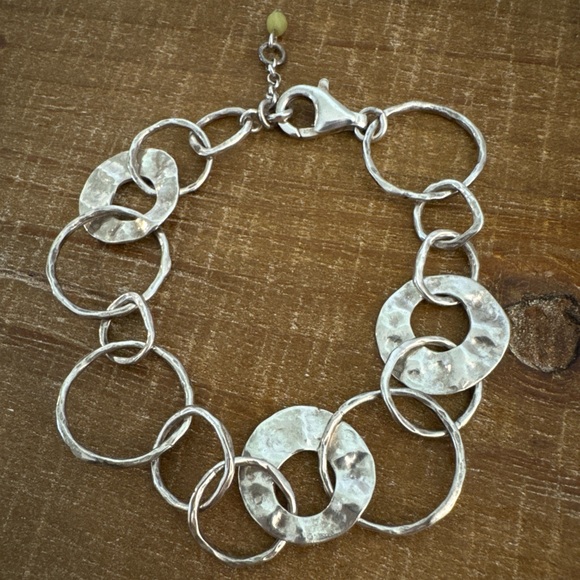 Silpada Jewelry - Silpada Sterling Silver Hammered Polished Circle Ring Links Chain Bracelet 7”
